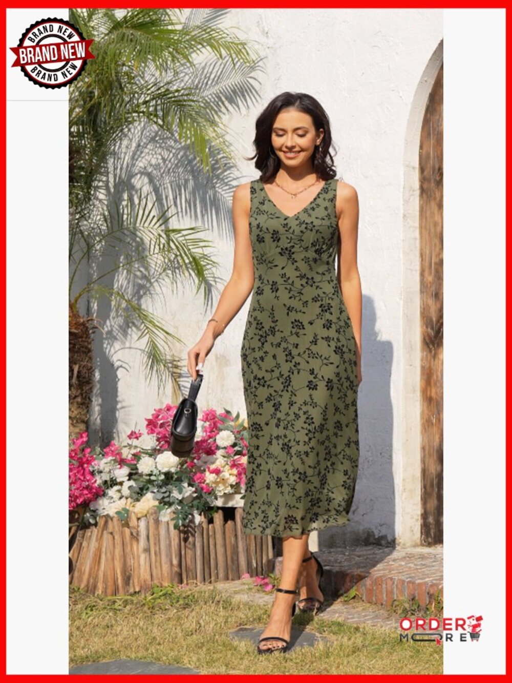V Neck Sleeveless Mesh Maxi Dress Floral Casual Long Dress for Wedding Cocktail - Picture 7 of 7